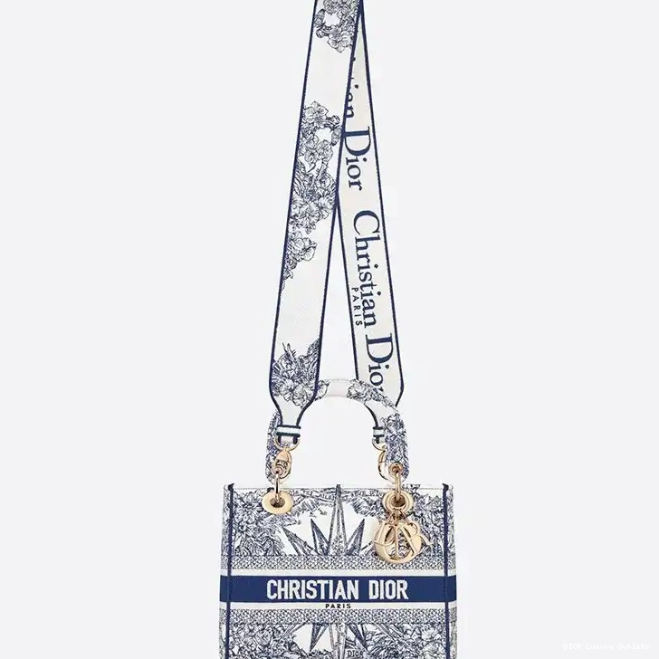 Cheap Motif Medium Bag Blue Reve Canvas Lady D-lite d'Infini 0628 Luxury